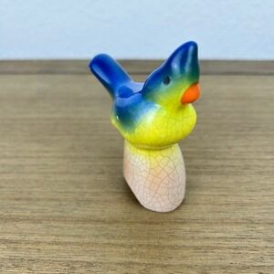 Vintage Ceramic Pie Bird Vent Blue Green Yellow Glazed Baking Steam Vent